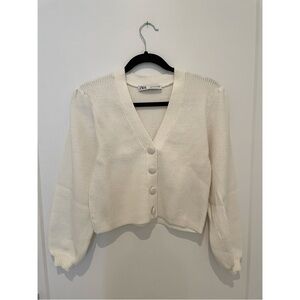 ZARA White Knit Cardigan